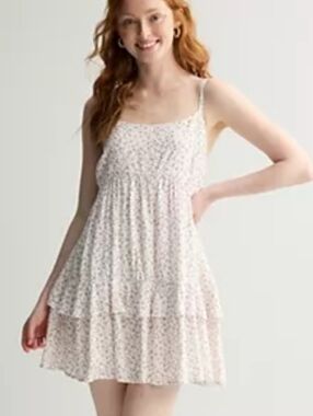 SO White Dress with Pink Floral Print XL NWT